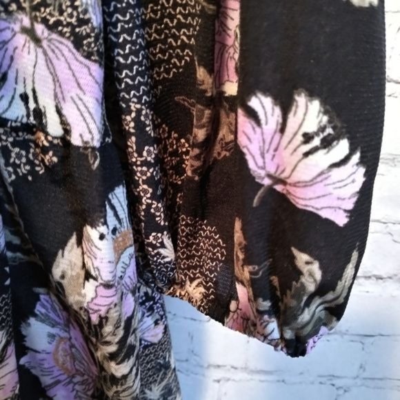 Style & Co - BOHO Tunic Floral Top - Purple Black - 0X - Picture 4 of 9